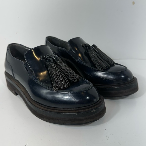 Brunello Cucinelli Black Leather Jewel embellished Tassel Loafers Sz EU 36 US 6 - Picture 1 of 14